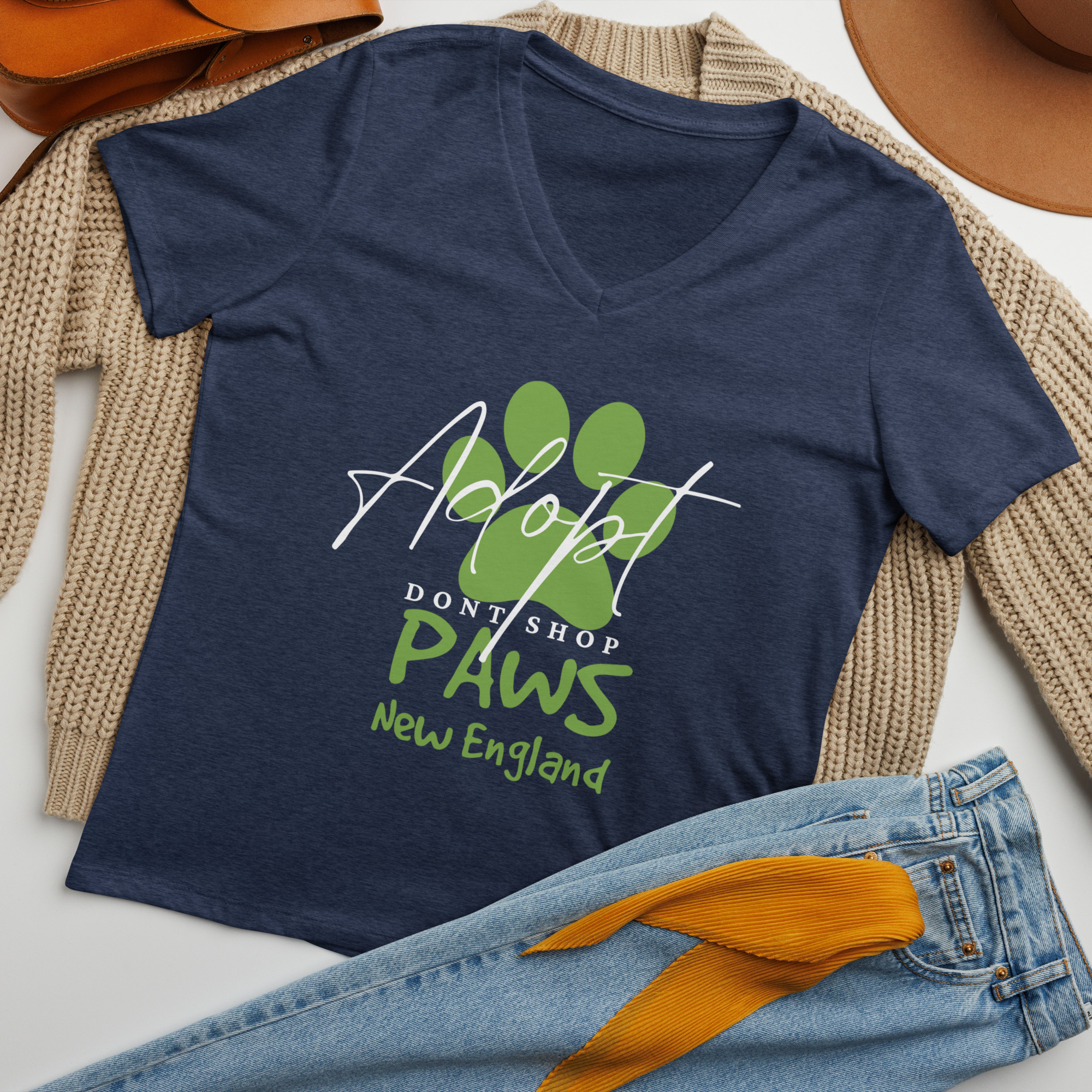 PAWS “Adopt Don’t Shop” Women’s V-Neck - Image 5