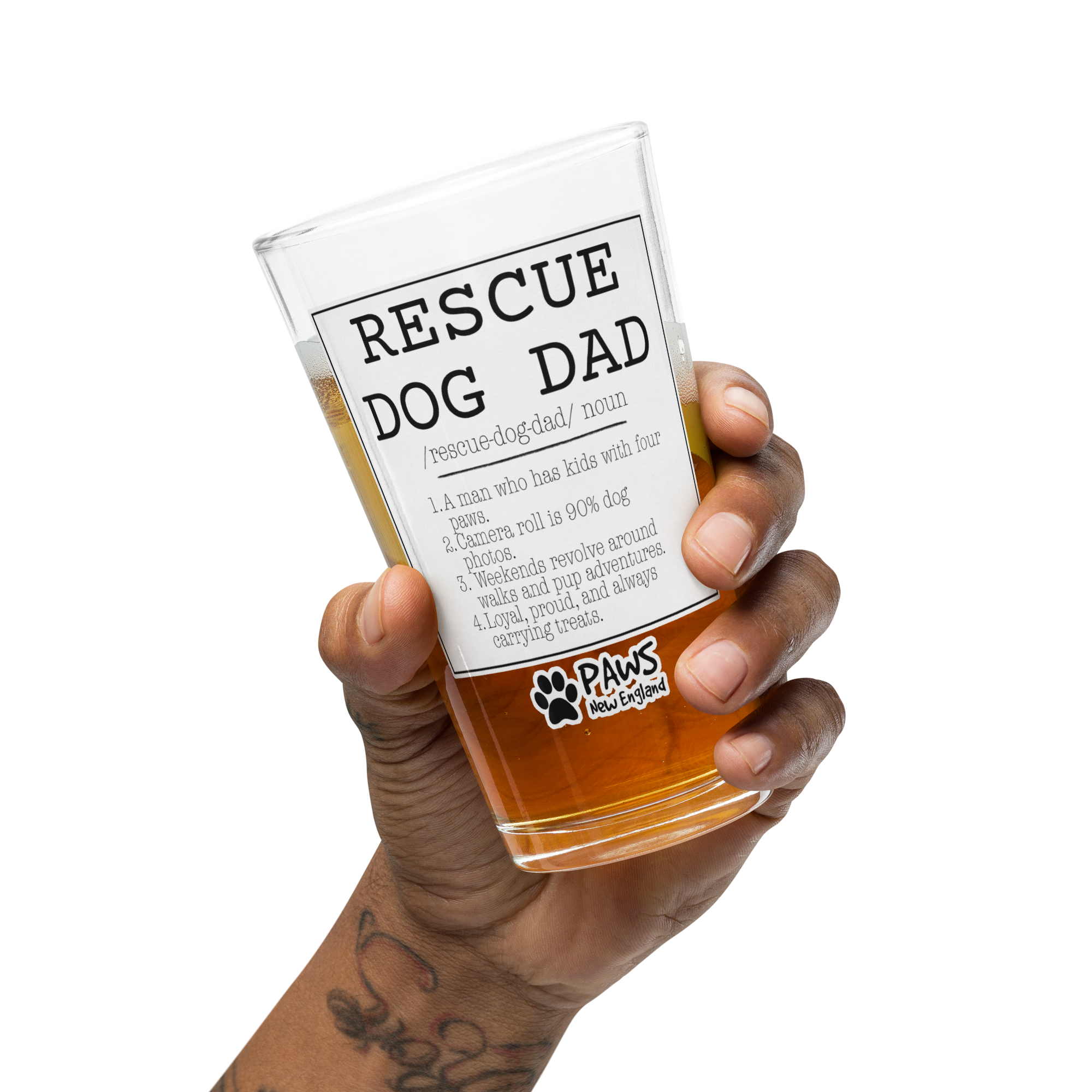 Limited Edition - Rescue Dog Dad “Noun” – 16 oz Shaker Pint Glass - Image 2
