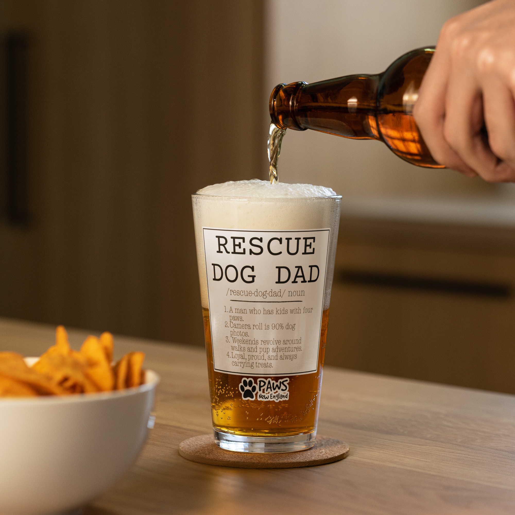Limited Edition - Rescue Dog Dad “Noun” – 16 oz Shaker Pint Glass - Image 3